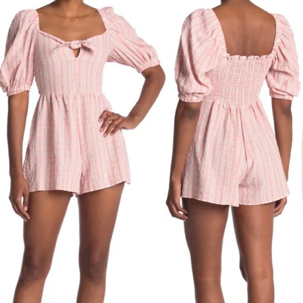 Topshop puff sleeve romper jumpsuit